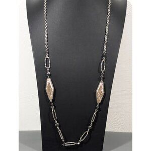 Boho Western Two Tone Oval Chain Link Long Layering Necklace 39"